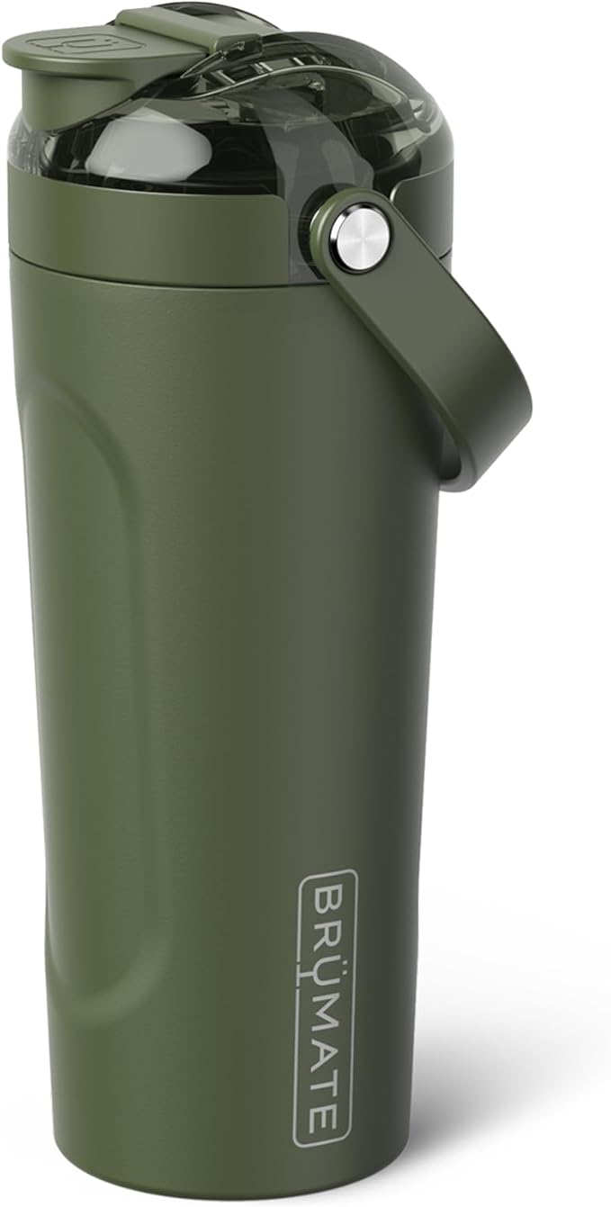 BrüMate MultiShaker Blender Shaker Bottle | 100% Leakproof Insulated Stainless Steel | Pre Workout and Protein Shaker Bottle for the Gym | 25oz (OD Green)