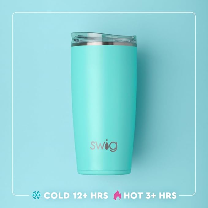Swig Life 22oz Insulated Tumbler, Travel Coffee Tumbler with Lid, Cup Holder Friendly Travel Coffee Mug, Stainless Steel, 22 oz Tumblers, Reusable Insulated Mug with Lid (Book Club)