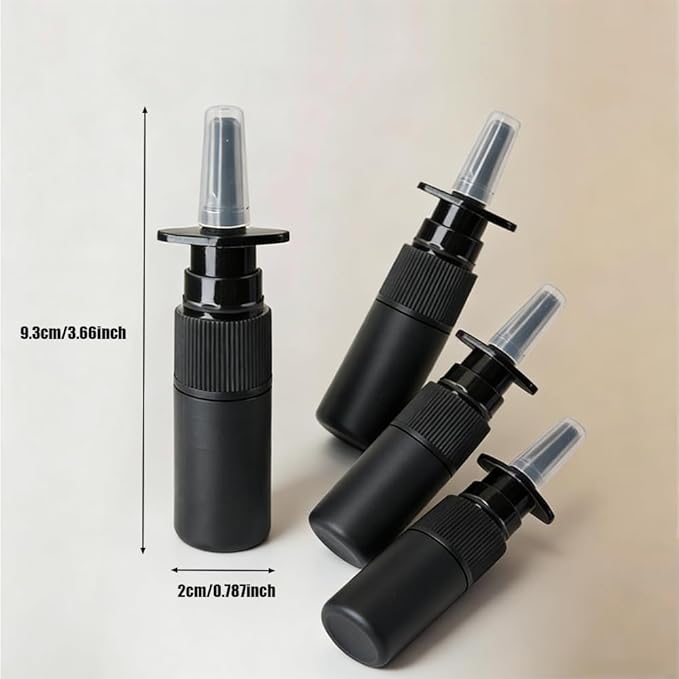 5ml 20Pcs Black Nasal Spray Bottles Fine Mist Sprayers Empty Refillable Travel Container For Perfumes Essential Oils Saline Water Nasal Spray Applications