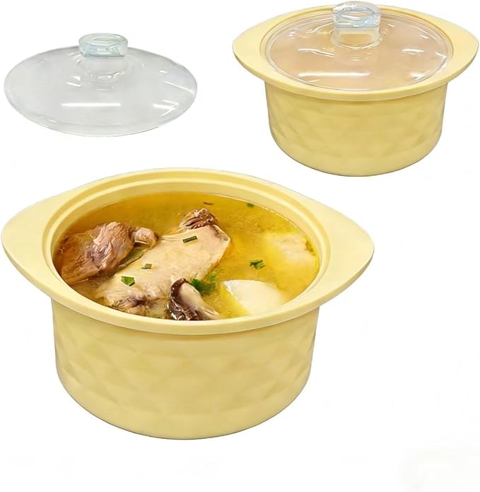 30oz Microwave Silicone Steamer, Oven & Dishwasher Safe to 482°F, Easy Clean, Microwave Pot with Handle & Lid, Korea Design 100% Food Grade Steamer Bowl (900ml)