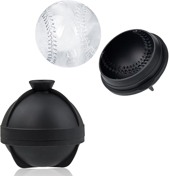 Bangp Baseball Ice Cube Molds Set of 4,Whiskey Round Ice Cube Molds,Novelty Sphere Ice Molds Create 2.5 Inch Baseball Shaped Ice Balls - Each Stone Keeps Your Drinks Cool and Unique,for Men and Women