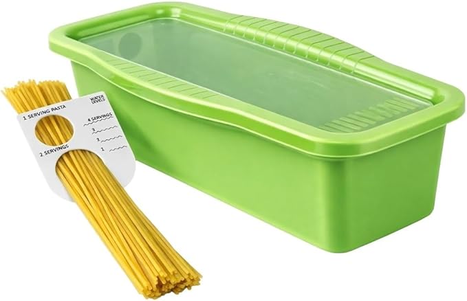 Microwave Pasta Cooker with Built-In Portion Tool, BPA-Free Microwave Pasta Maker for Spaghetti, Ramen & Vegetables, Dishwasher Safe