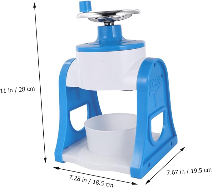 Tofficu Manual Ice Shaver Crusher for Home Use Portable Mini Ice Crushing Machine Easy Operation with Detachable Design for Summer Treats Blue
