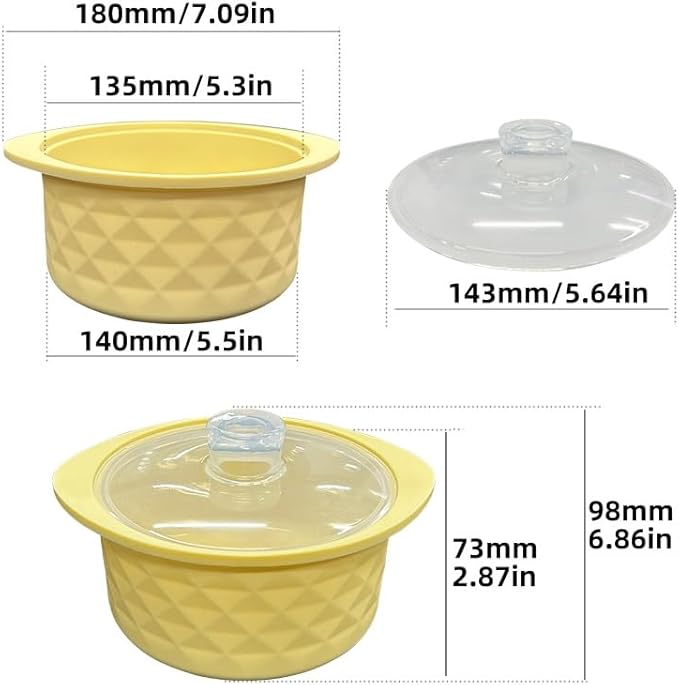 30oz Microwave Silicone Steamer, Oven & Dishwasher Safe to 482°F, Easy Clean, Microwave Pot with Handle & Lid, Korea Design 100% Food Grade Steamer Bowl (900ml)