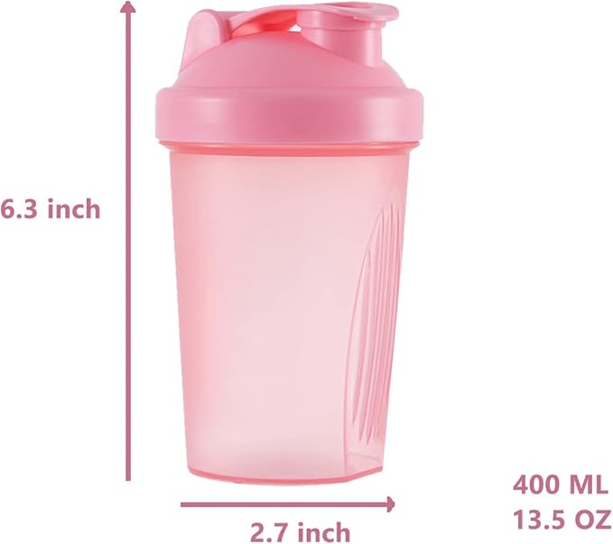 Shaker Bottle Protein Shakes and 16-Ounce/400ML Shaker-Bottle with Whisk Balls,Non-BPA plastic (White+Pink(2PCS))