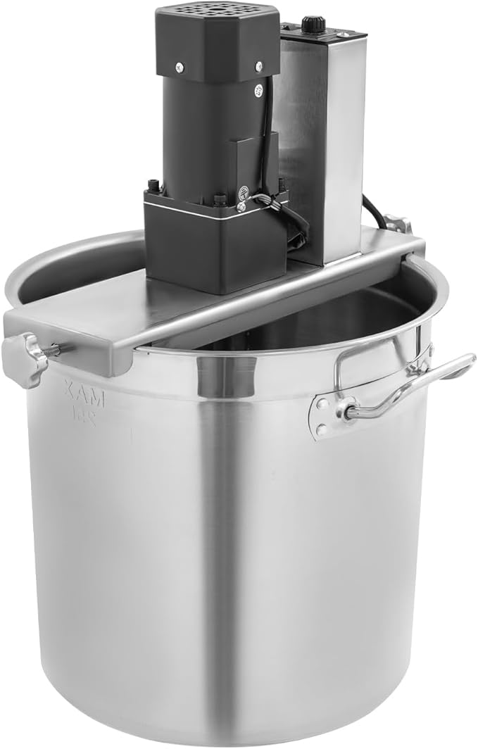 Electric Jam Mixer,20L/5.28Gal Commercial Food Mixer with 6.6Gal Stirring Barrel,Automatic Stainless Steel Hot Pot Base Seasoning Stir-frying Machine with 120W Pure Copper Motor,4-Blade Mixing Scraper