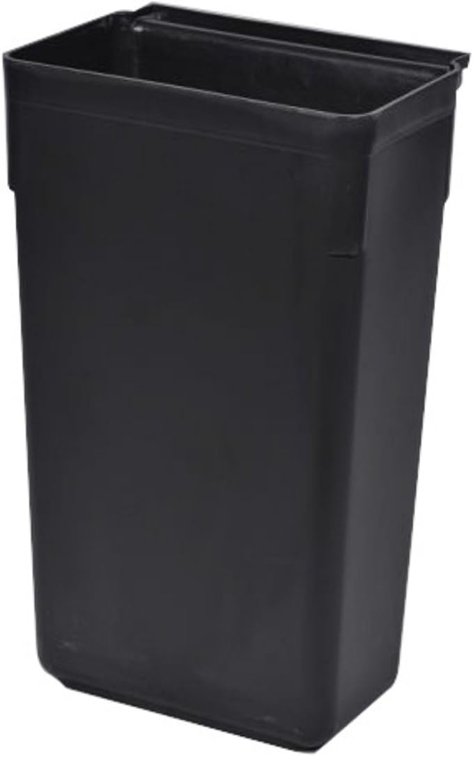 Restaurantware RW Clean 13 Inch x 9.2 Inch Waste Basket 1 Slim Trash Bin - Attachable For Office Black Plastic Trash Can Fits Rolling Utility Cart Heavy Duty
