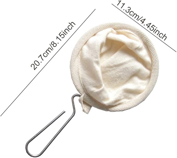 EKDJKK 4Pcs Flannel Cloth Reusable Coffee Filter, Cone Shaped, Stainless Steel Handle, For Coffee Maker, 1 Count, Beige