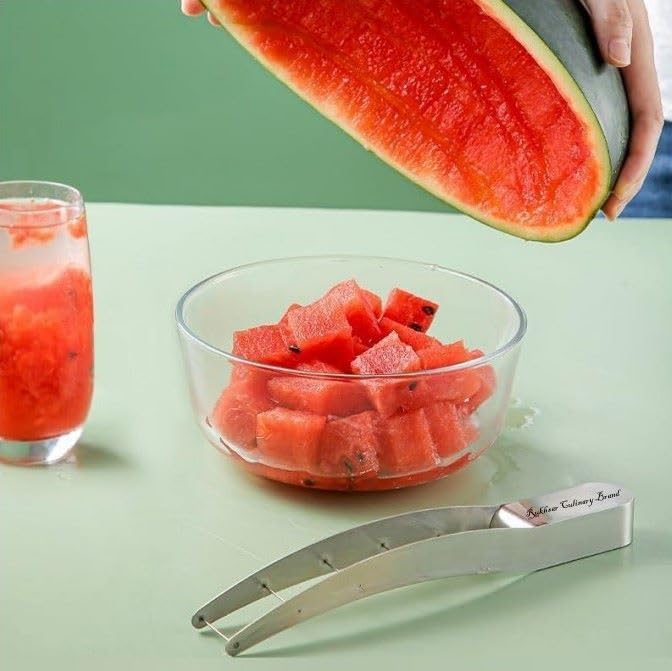 Water melon slicer, cubes maker, water melon cutter, slicer, kitchen gadget, water malon baller, Medium, Silver, Rukh140