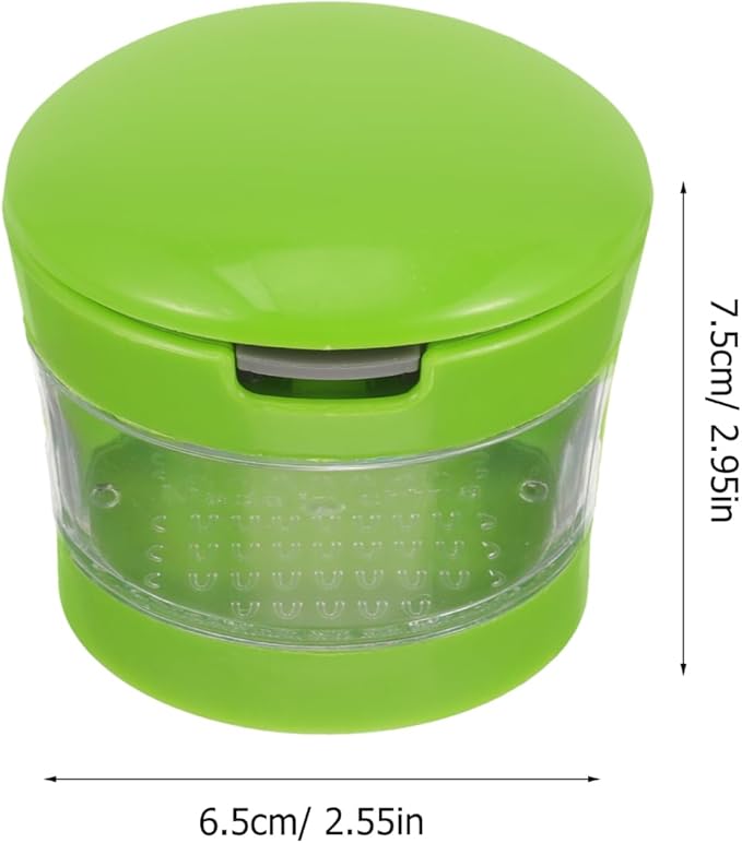 PRETYZOOM 1PC Mini Garlic Chopper with Container, Manual Garlic Press with Stainless Steel Blade, Handheld Mincer Presser Kitchen Gadget- 2.5x2.5x2.9''