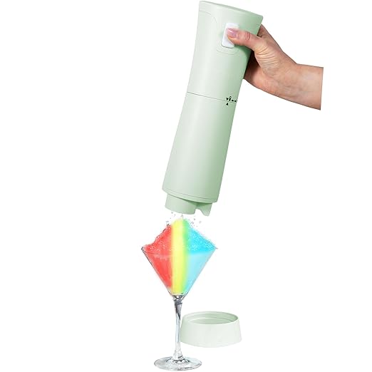 Cordless Shaved Ice Maker By PREMIUS – Lightweight, Rechargeable, Bonus Recipe Book, Resting Stand – Caribbean Shaved Ice! USB Cord Included – Up to 40 Snow Cones Per Charge! No Molds Needed! (Mint)