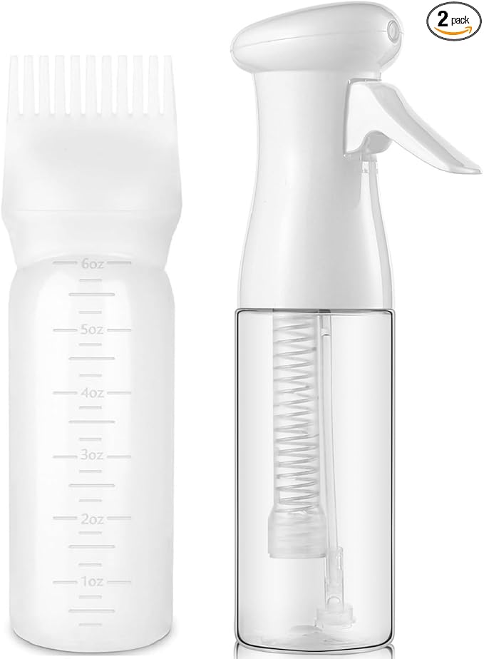 Zicotour Continuous Hair Spray Bottle and Root Comb Applicator-Bottle Hair Oil Applicator Oiling Bottles for Dye Water Mister for Hairstyling