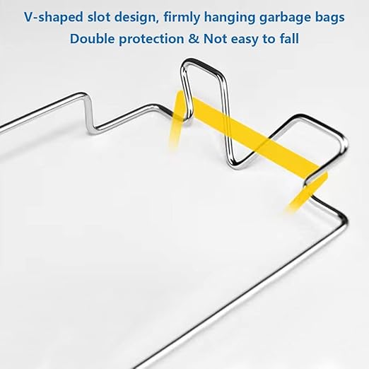 Trash Bag Holder for Cabinet Doors & Cupboards, Large Stainless Steel Portable Hanging Garbage Bag Holder, Kitchen Trash Can for Under Sink Trash, Camping Accessories