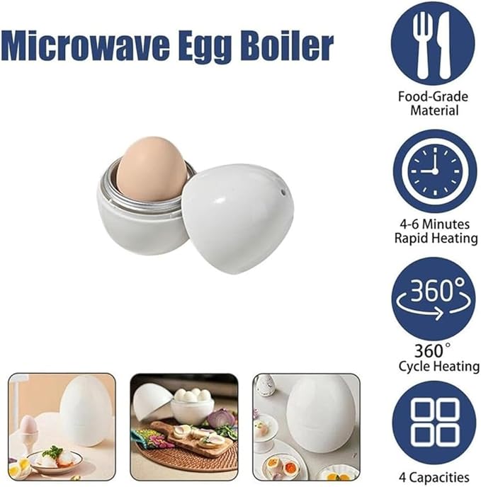 Microwave Egg Boiler 1 Egg Capacity Microwave Egg Cooker for Hard Boiled Eggs Microwave Egg Maker Under 9 minutes Medium and Hard Boiled Egg Cooker Rapid Egg Boiler Microwavable Egg Poacher