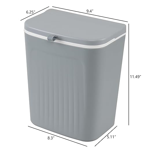 Hanging Compost Bin, Wall-Mounted Food Scraps Collector with Lid, Under Cabinet Small Trash Can for Coffee Station, RV & Studio Apartment (3.2 Gal Solo Size)