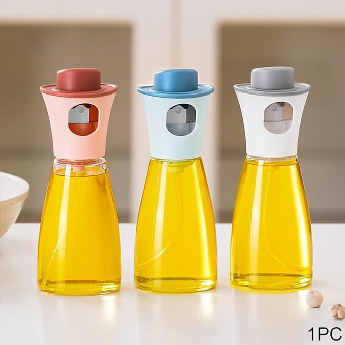 Oil Sprayer for Cooking, 180ml Glass Oil Dispenser Bottle Spray Lemon Juice Sprayer forSalad, Baking, Cleaning, Plants(blue)
