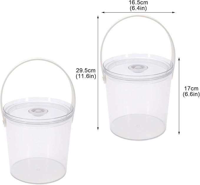 2 Pack Ice Bucket with Airtight Lid, Champagne Bucket with Handle, Plastic Beverage Tub for Parties, Bar Cart Accessories for Wine, Drink, Beer Bottles, Clear
