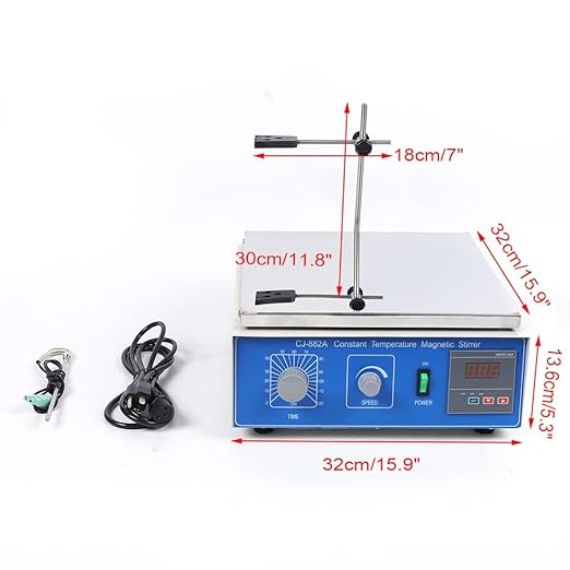 Magnetic Stirrer, 10L 300W Hot Plate Stirrer, Thermostatic Magnetic Stirrer, Digital Heating Lab Mixer Hot Plate, 1250 RPM Magnetic Stir Plate with Temperature Control & Timing Adjusting