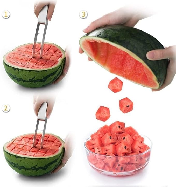 Watermelon Cutter Slicer Winnes Fruit Kitchen Tool Gadgets Melon Knife Cut Watermelon Into Cubes Stainless steel Cube Cutter