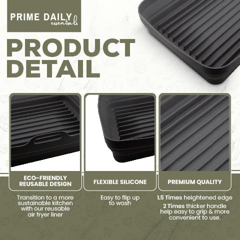 Silicone Air Fryer Toaster Oven Tray Liner – Extra-Large Capacity, Microwave Safe, Easy Cleanup - Includes Mitts & Tongs