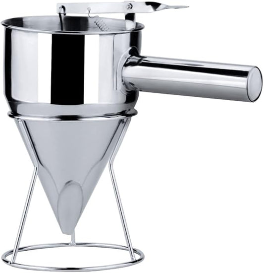 40.6oz / 1200ml, Pancake Batter Dispenser With Stand, Conical Batter Funnel With Squeeze Handle, Stainless Steel Batter Pourer For Baking, Cake, Desserts, Muffins