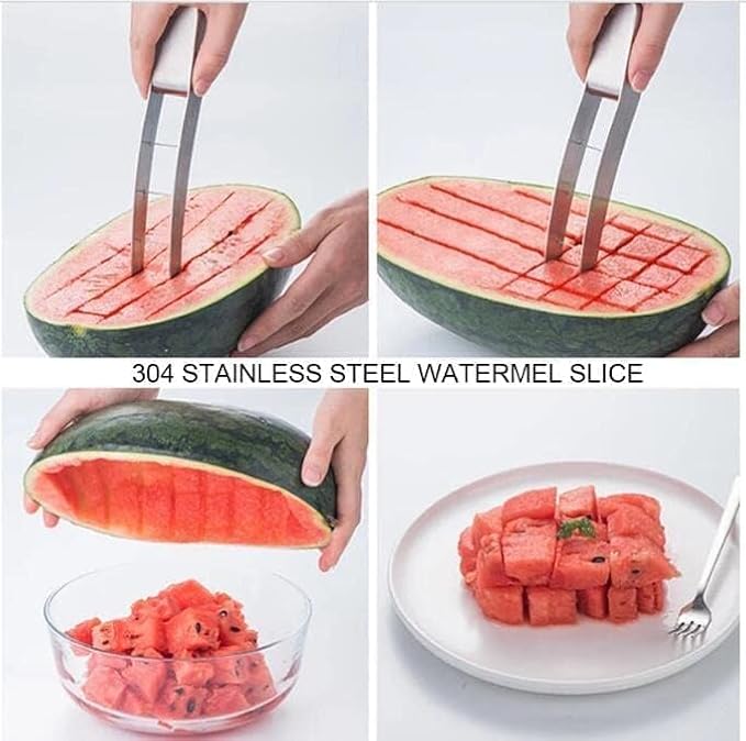Watermelon Cutter Slicer Winnes Fruit Kitchen Tool Gadgets Melon Knife Cut Watermelon Into Cubes Stainless steel Cube Cutter