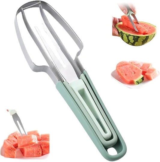 2025 Watermelon Cutter, 3-in-1 Watermelon Fork Slicer Cutter Stainless Steel Watermelons Cutters, 3 In 1 Summer Watermelons Cutting Tool Fork Slicer Knife Set for Home
