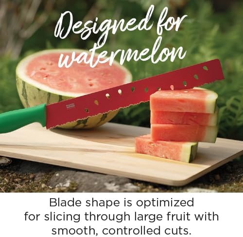 Kuhn Rikon Watermelon Knife, Serrated Fruit Slicer for Watermelon and Large Fruit, Long Blade for Clean Slicing, Easy Cutting Tool