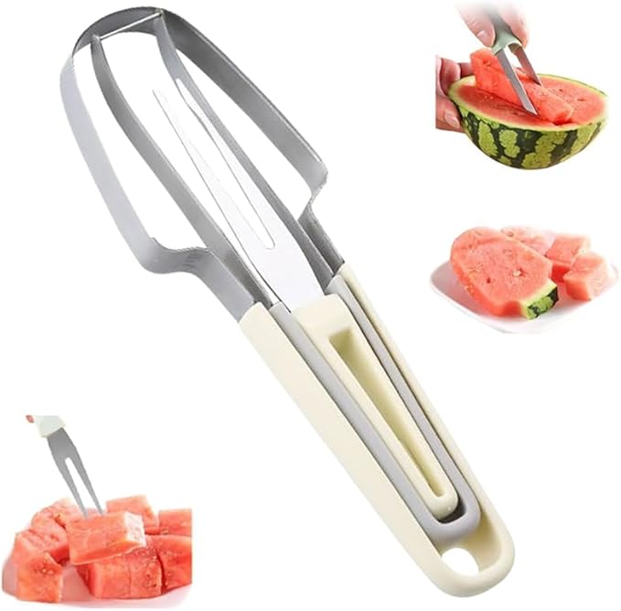 2025 Watermelon Cutter, 3-in-1 Watermelon Fork Slicer Cutter Stainless Steel Watermelons Cutters, 3 In 1 Summer Watermelons Cutting Tool Fork Slicer Knife Set for Home