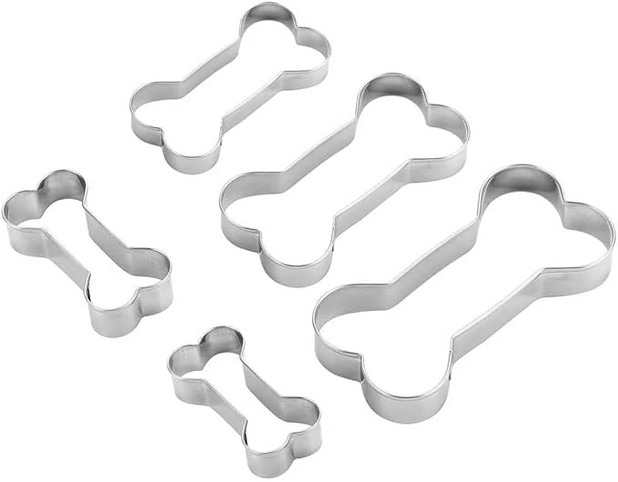 Dog Bone Cookie Cutters Set of 5 – Stainless Steel Sandwich Cutters & Biscuit Molds for Kids – Sturdy for Cookies, Sandwiches – Small to Large Sizes 2.32" to 4.8" – Food Grade