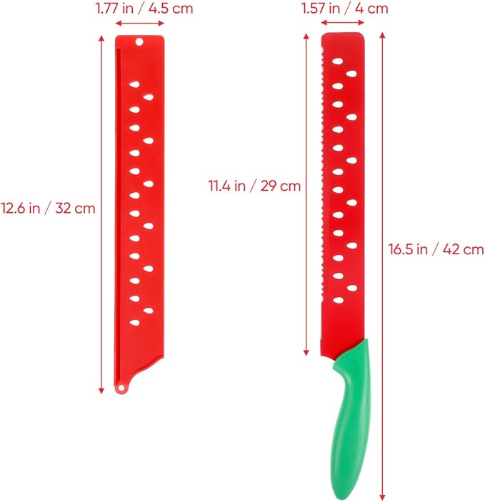BESTYASH 17.12 Inch Watermelon Cutter Knife with Sleeve Serrated Melon Slicer for Easy Cutting Bread Cake Fruit Kitchen Gadget
