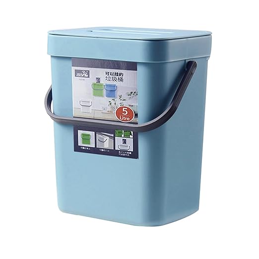 Small Trash Can with Lid Mini Kitchen Hanging Trash Can Tightly Sealed Odor Free, Small Countertop Compost Bin for Scraps from Daily Cooking, Mountable Trash Bin for Kitchen Counter, 5L (blue, 5L)