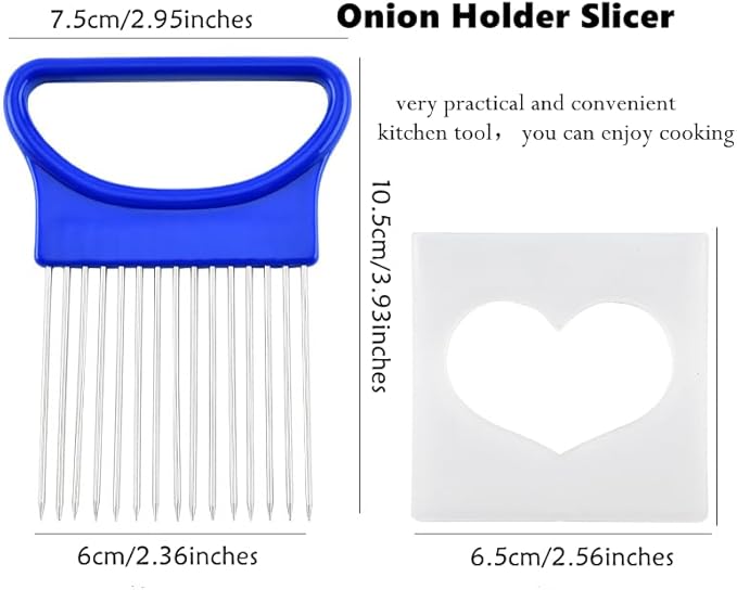 YVPSI 4pcs Onion Holder Slicer with Cover Stainless Steel Onion Cutter Vegetable Chopper Tomato Potato Slicer Cutter Food Slicer Assistant Tool for Tomato Lemon Avocados Vegetables Fruit and Meat