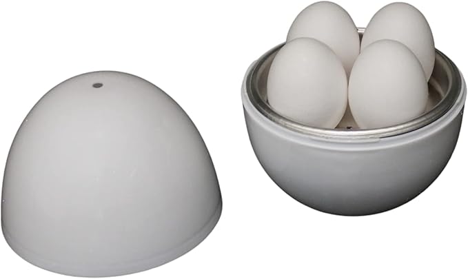 Microwave Egg Boiler Cooker Hard or Soft Boiled Eggs BPA Free Cook Up To 4 Eggs In Minutes Food-Grade White