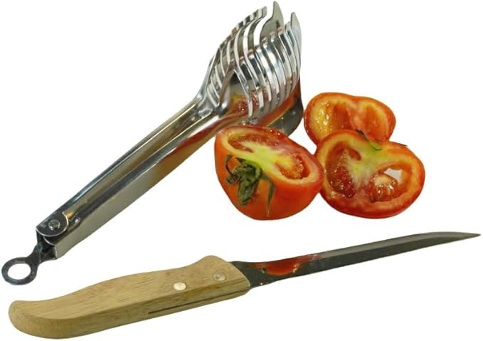 i Kito Tomato Lemon Slicer with Tomato Knife Set,Handheld Even Slicing Guide Cutter Tools,for Round Fruit and Veggies, Multi Kitchen Cutting Gadgets