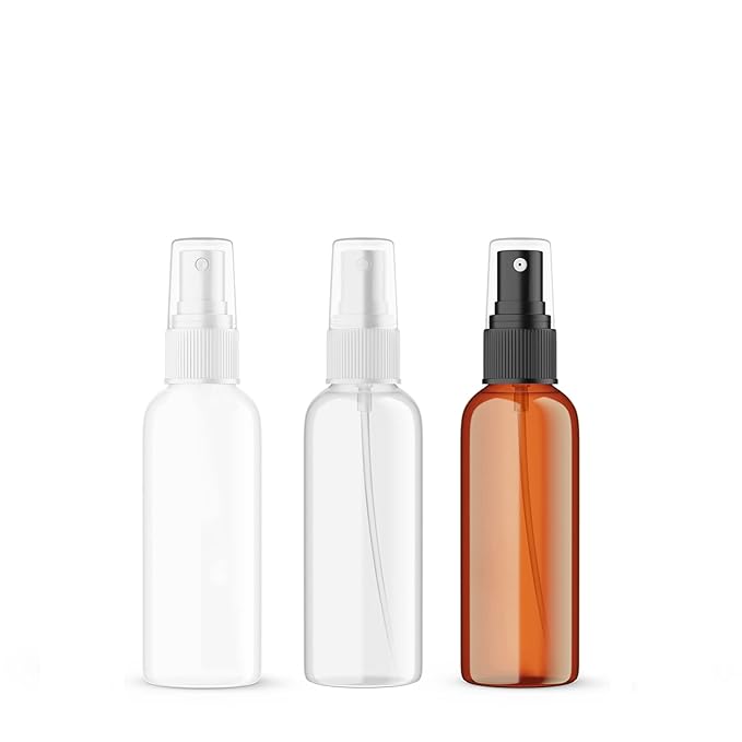 SEVENHEAD 30ml Plastic Essential Oil Spray Bottle 1OZ Three Color - Clear, White, Amber, Small Spray Bottle with Plastic Sprayer - Set of 3