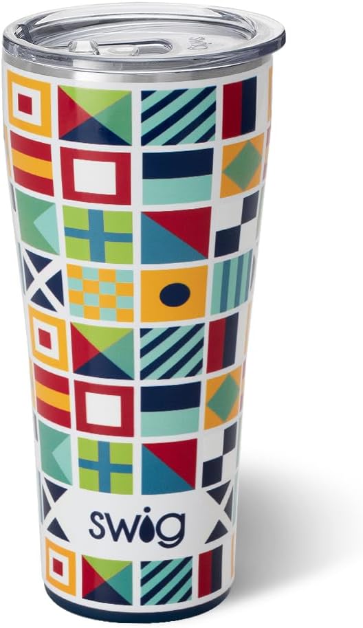 Swig Life XL 32oz Tumbler, Insulated Coffee Tumbler with Lid, Cup Holder Friendly, Dishwasher Safe, Stainless Steel, Extra Large Travel Mugs Insulated for Hot and Cold Drinks (Nauti Girl)