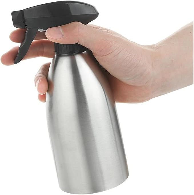 BIGWE Stainless Steel Olive Oil Sprayer Bottle, 17 Oz/500ml Sauce Vinegar Sprayer Dispenser, Water Sprayer Bottle,Kitchenware Tools for Cooking, Frying, BBQ and Grilling