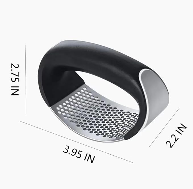 Stainless Steel Garlic Smash, Press Rocker Mincer/ Crusher/ Chopper with Peeler and Scraper Brush
