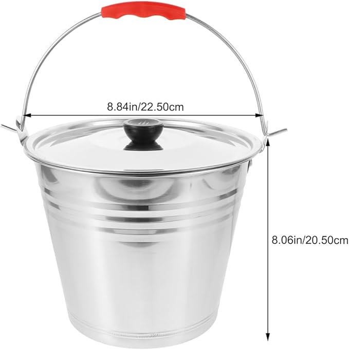 1pc Milk Bucket Multi-Purpose Bucket Multi-Functional Pail Durable Pasture Storage Stainless Steel Round Water Ice with Lid Ranch Milking
