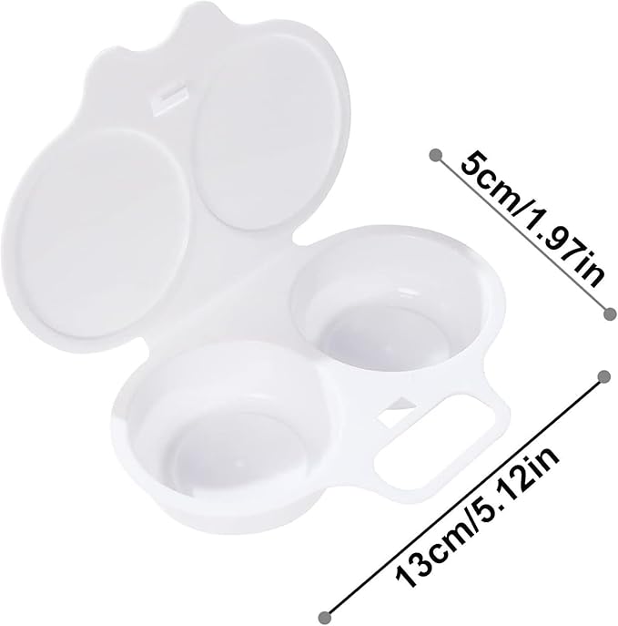 White Egg Poacher, Microwave Egg Boiler Poacher, 2 Cavity Nonstick Poached Egg Maker With Lid, Egg Poacher Microwave Egg Cooker, Double Drain Poached Egg Cups Cookware（13 * 5cm）