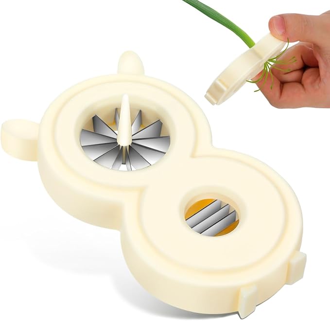 PRETYZOOM Green Onion Shredder 12 Blades Design for Uniform Precise Strips Equipped with 3 Blades Design Slicer for Other Vegetables Dishwasher Safe and Easy to Clean