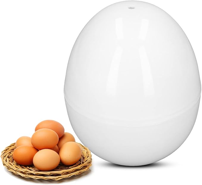 Hard Boiled Egg Cooker, Electric Egg Cooker 4 Eggs Capacity Compact Design ABS Material Egg Shape Microwave Function Egg Boiler Be for Hard Boiled Eggs, Poached Eggs