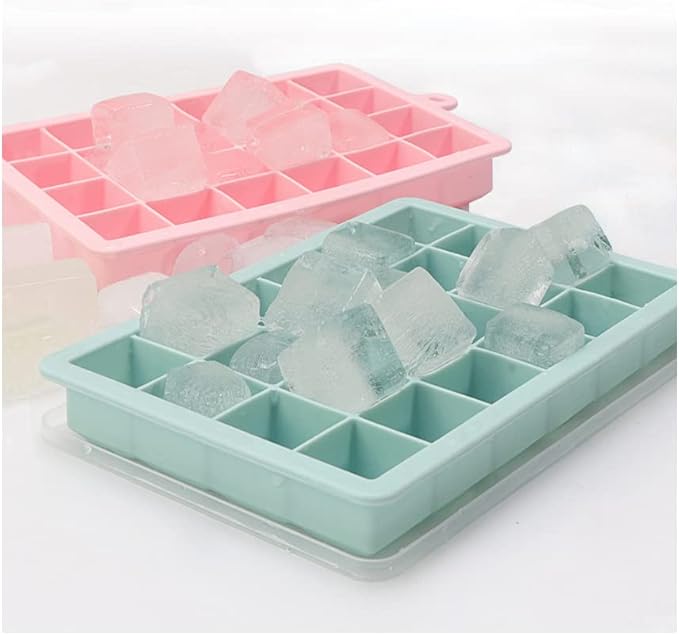 TAO CICADA Ice Cube Tray, 3 Pack Silicone Ice Cube Molds, Ice Cube Trays, Silicone Ice Trays, Easier to Release, BPA Free for Alcohol/Coffee/Beverages (Pink, Light blue, Purple)