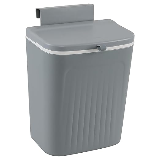 Hanging Compost Bin, Wall-Mounted Food Scraps Collector with Lid, Under Cabinet Small Trash Can for Coffee Station, RV & Studio Apartment (3.2 Gal Solo Size)