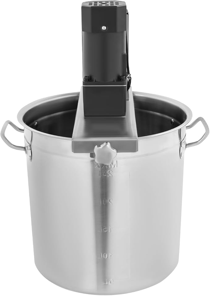 Electric Jam Mixer, 120W Stainless Steel Automatic Pot Stirrer Mixer with Dual-Layer Mixing Blades and 6.6-Gallon Stirring Barrel, Adjustable Speed Automatic Mixer Machine For Restaurants Hotels