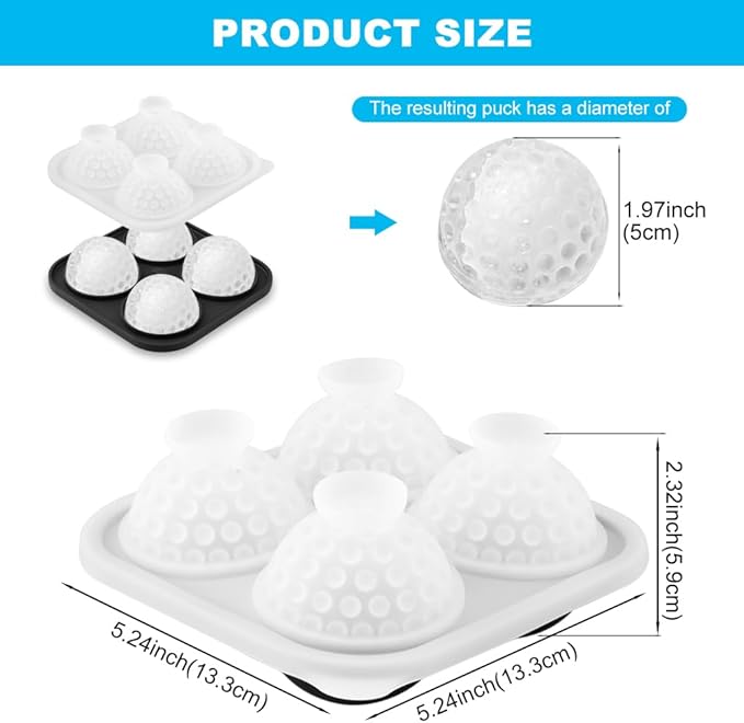 Molds for Golf Ball of Ice Cube,Silicone Mold for Cocktails,Whiskey,Sphere Ice Mold(Black)