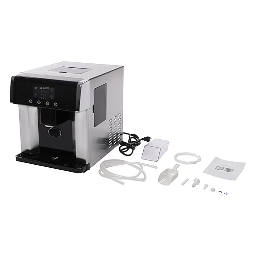 Ice Maker Dispenser, 2-in-1 Ice Maker Machine Countertop with Self-Cleaning Self-Dispensing Touch Control Status Warning Light & Translucent Visual Window Nugget Ice Maker for Homes Cafes Offices Etc