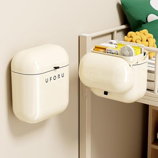 2.4 Gallon/9 Liter Kitchen Wall-Mounted Trash Can with Lid Ideal for Kitchens,Bathrooms, Offices,and Bedrooms Space-Saving and Decorative Waste Container(Cream White, DIY-Friendly)