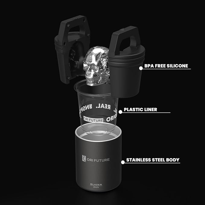 GLAZER mini, Clear Skull Ice Mold for Bourbon